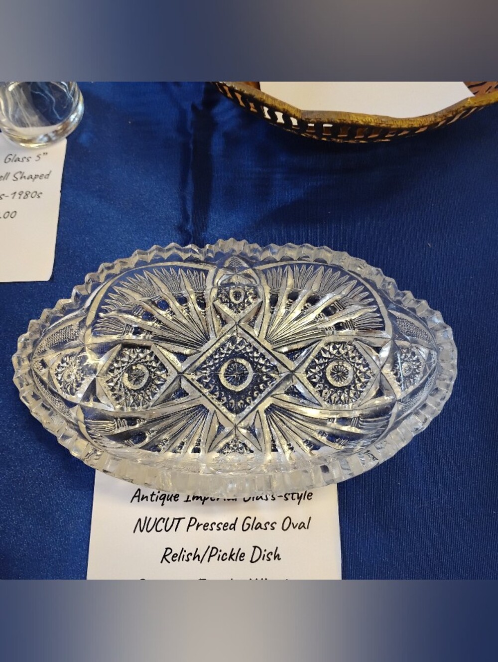 Antique Imperial Glass Co. "NUCUT" Oval Relish / Pickle Dish - As Is